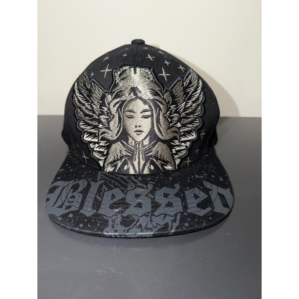 Top Level Blessed Angel Wings Black Snapback Hat Cap Adjustable Streetwear